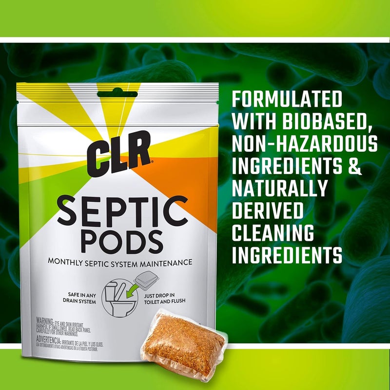 CLR Septic System Treatment Pods, Hassle-Free, Dissolvable and Easy to Flush, Formulated with Biobased Ingredients, Helps prevent Clogs and Build-up, 6 Month Supply - Image 2